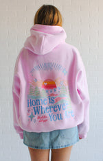Home is Wherever You Are Hoodie - Peony Pink