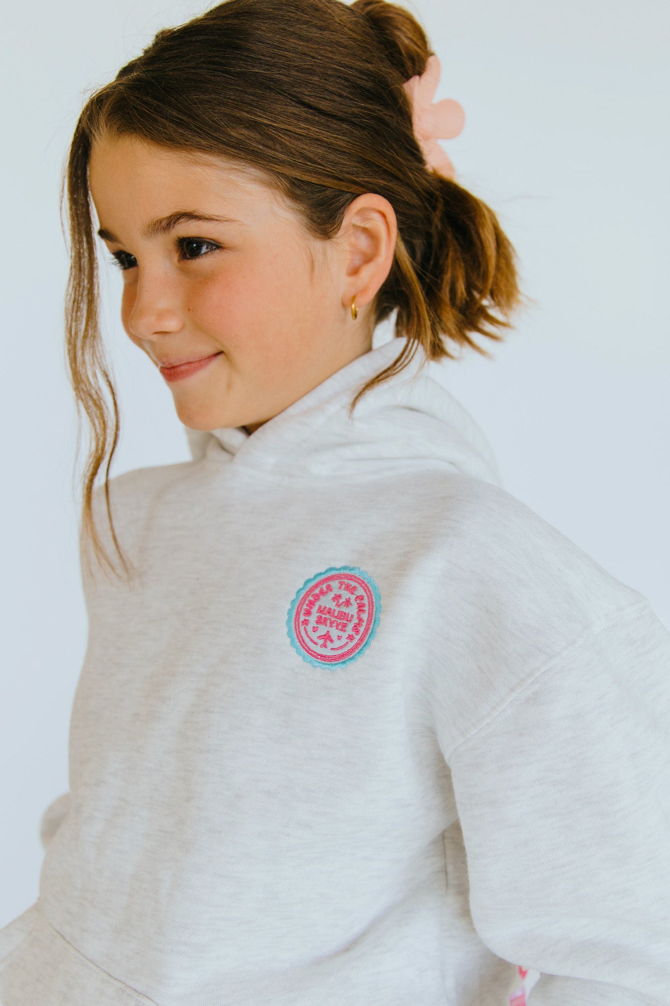 Girls' Summer Postcard Hoodie-Grey
