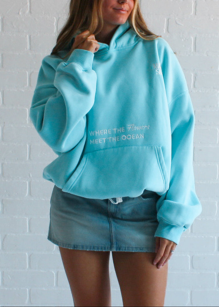 Where the Flowers Meet the Ocean Hoodie (Turquoise) – Malibu Skyye