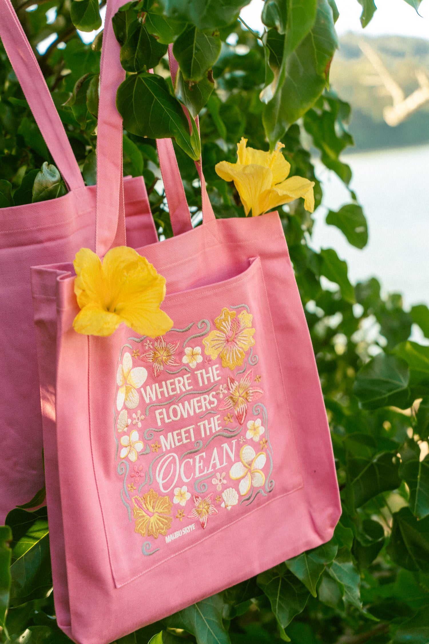 Where the Flowers Meet the Ocean Tote